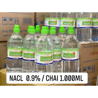 Thùng 12 chai nước muối sinh lí vĩnh phúc smiles natriclorid 0.9% chai 1000ml