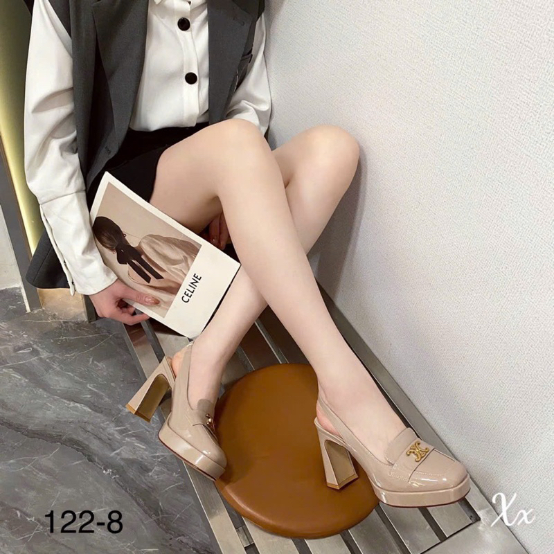 Sandal Kéo Gót Khoá Ce.line Da Bóng 7cm Hàng Fullbox Cao Cấp - CERIHOUSE