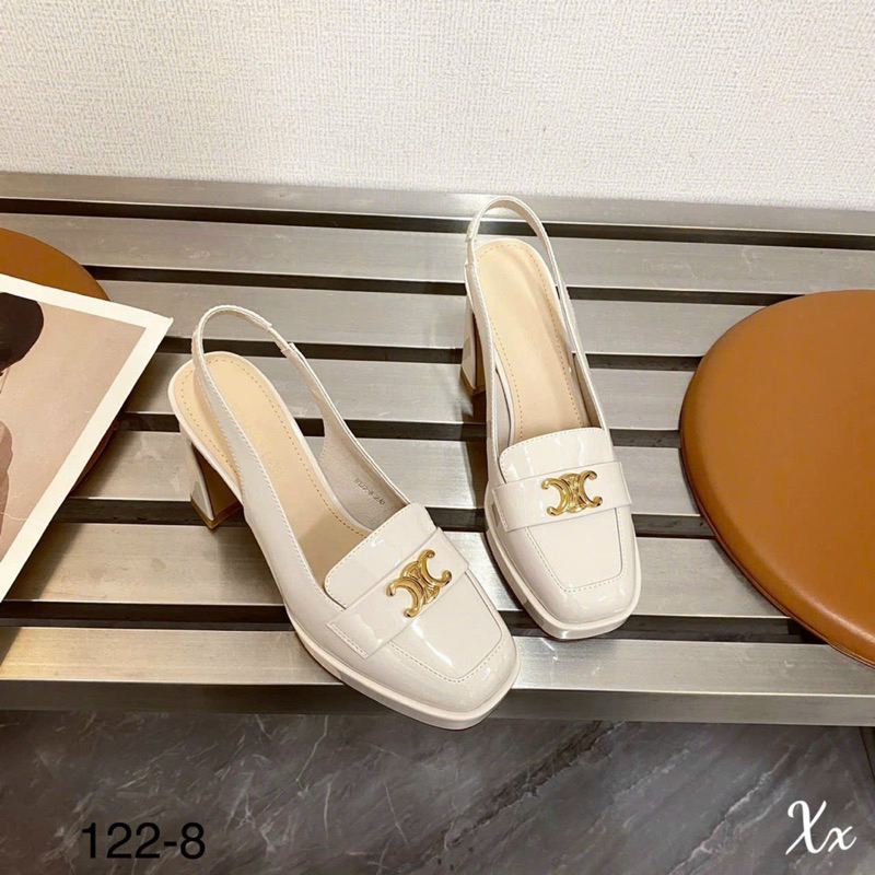 Sandal Kéo Gót Khoá Ce.line Da Bóng 7cm Hàng Fullbox Cao Cấp - CERIHOUSE