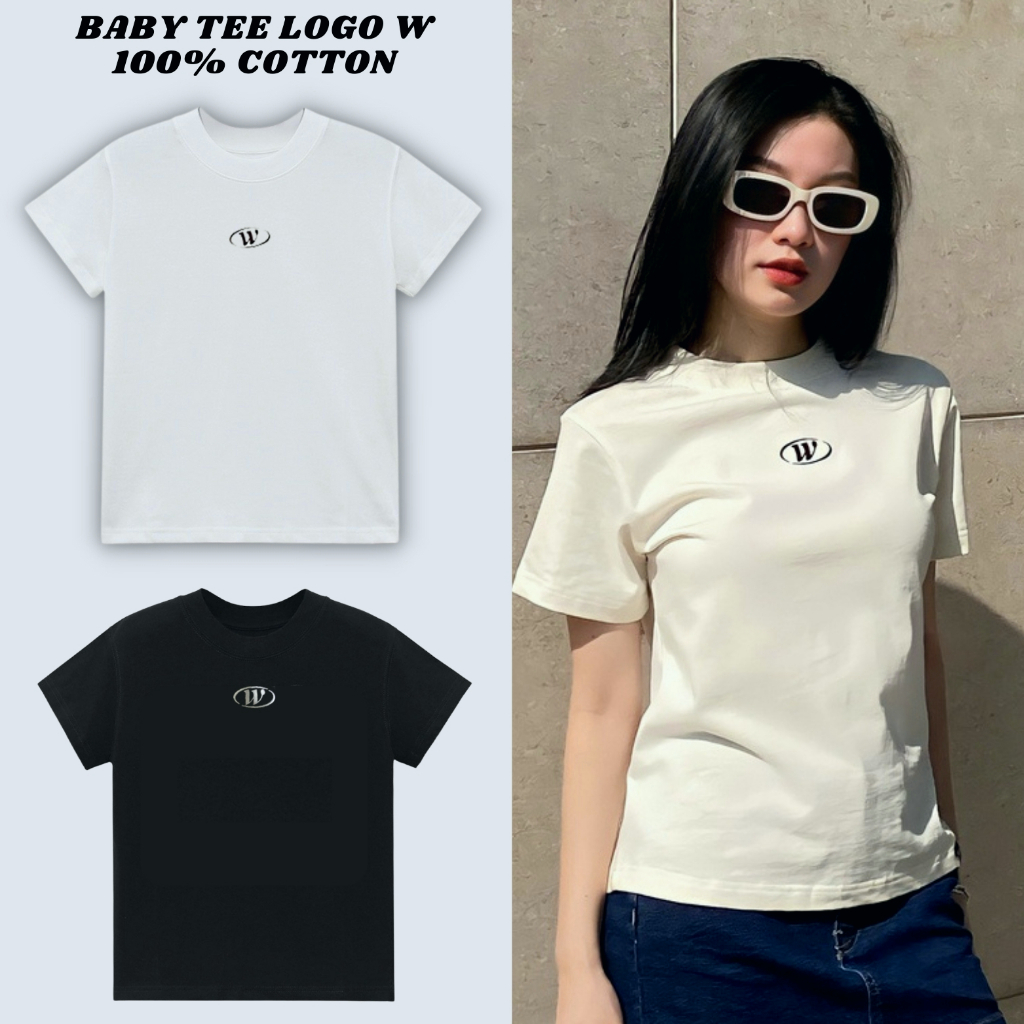 Áo thun baby tee LOGO W cotton 100% thêu chữ W,Áo baby tee Whattowear Seller.localbrand