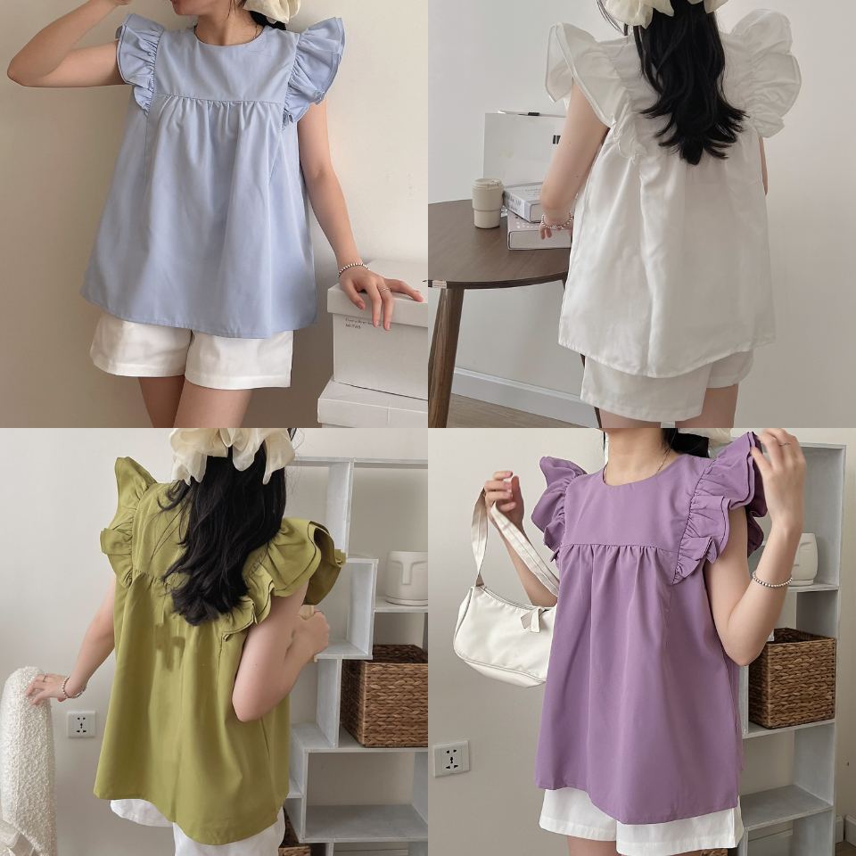 Set đồ nữ đi chơi S.130, Set áo babydoll cánh tiên kèm quần short thô mềm trẻ trung năng động - Shop Chấm Bi