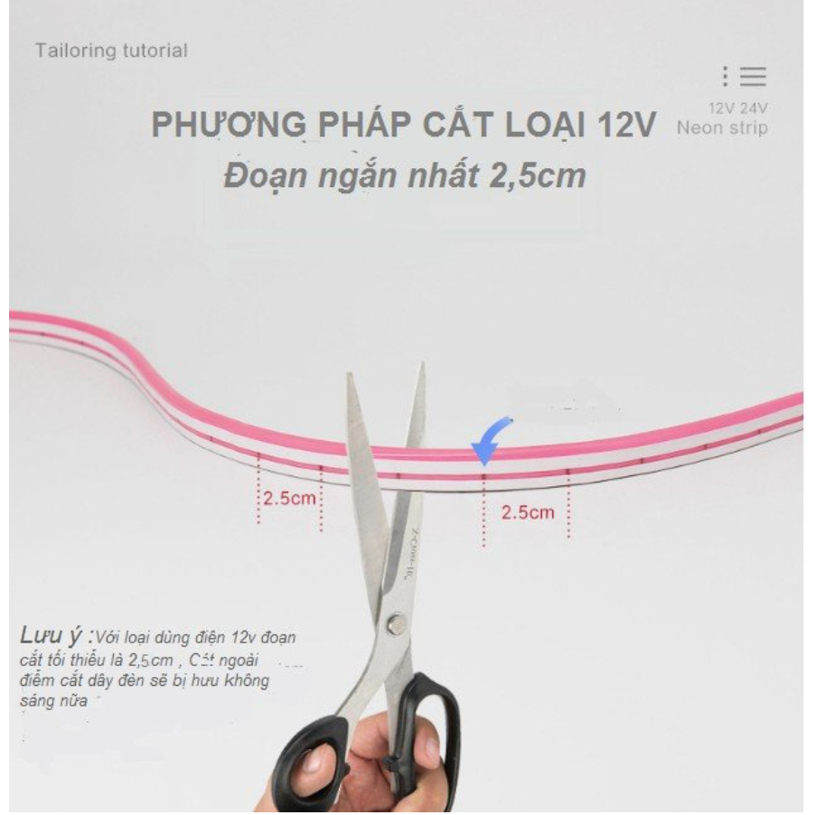 🌈 Cuộn đèn LED NEON 5 mét 12V trang trí, uốn hình, uốn chữ biển quảng cáo, logo