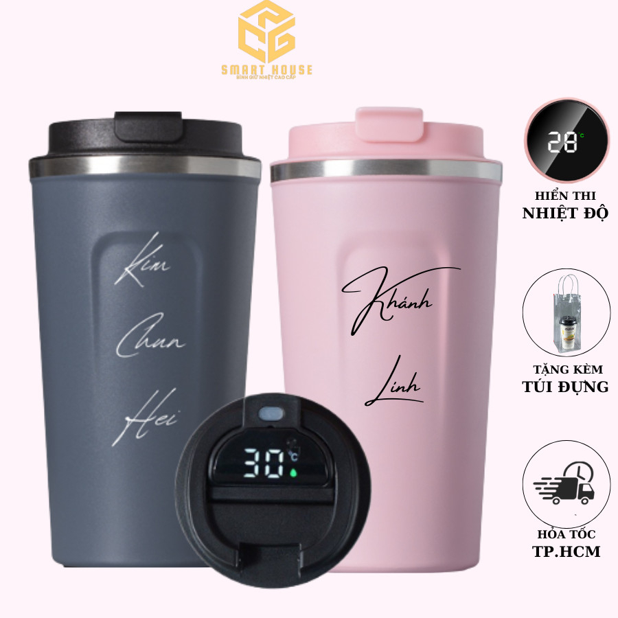 Bình giữ nhiệt 510ml inox 304 khắc tên theo yêu cầu tặng kèm túi và Sticker trang trí