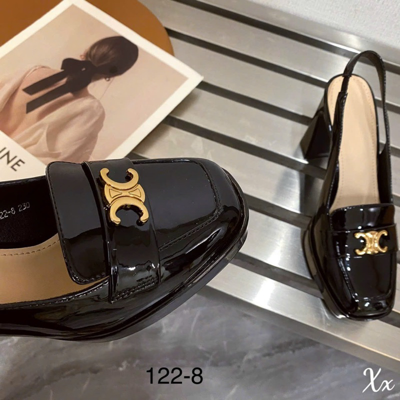 Sandal Kéo Gót Khoá Ce.line Da Bóng 7cm Hàng Fullbox Cao Cấp - CERIHOUSE