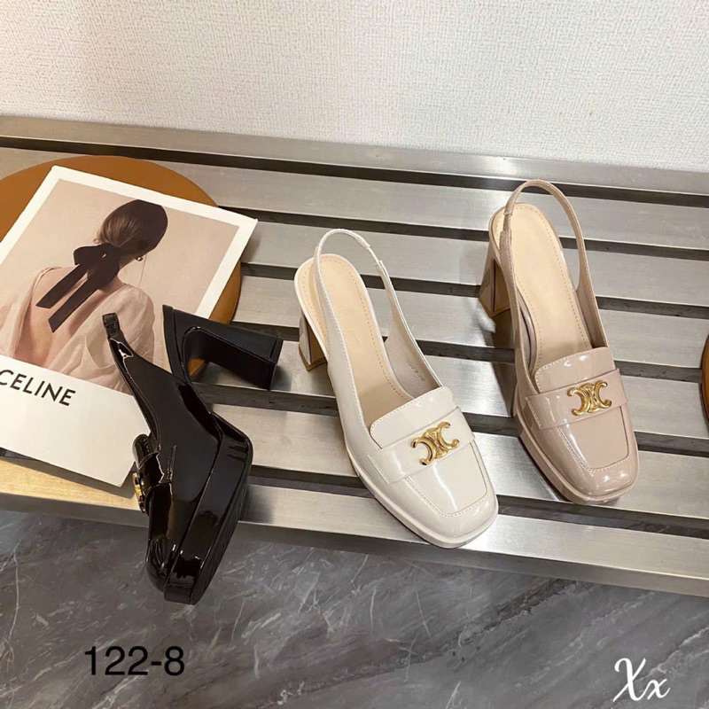 Sandal Kéo Gót Khoá Ce.line Da Bóng 7cm Hàng Fullbox Cao Cấp - CERIHOUSE