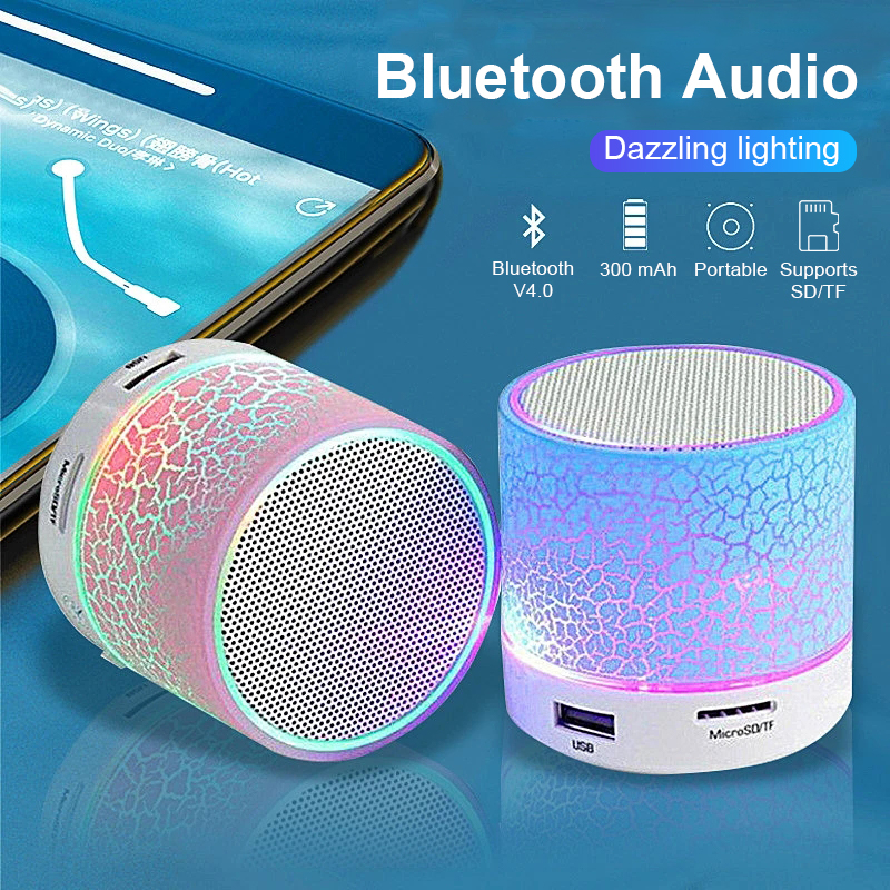 Loa bluetooth mini di động cầm tay,Loa bluetooth mini có đèn LED hỗ trợ USB/FM/AUX/thẻ nhớ TF- Tặng Kèm Dây Sạc