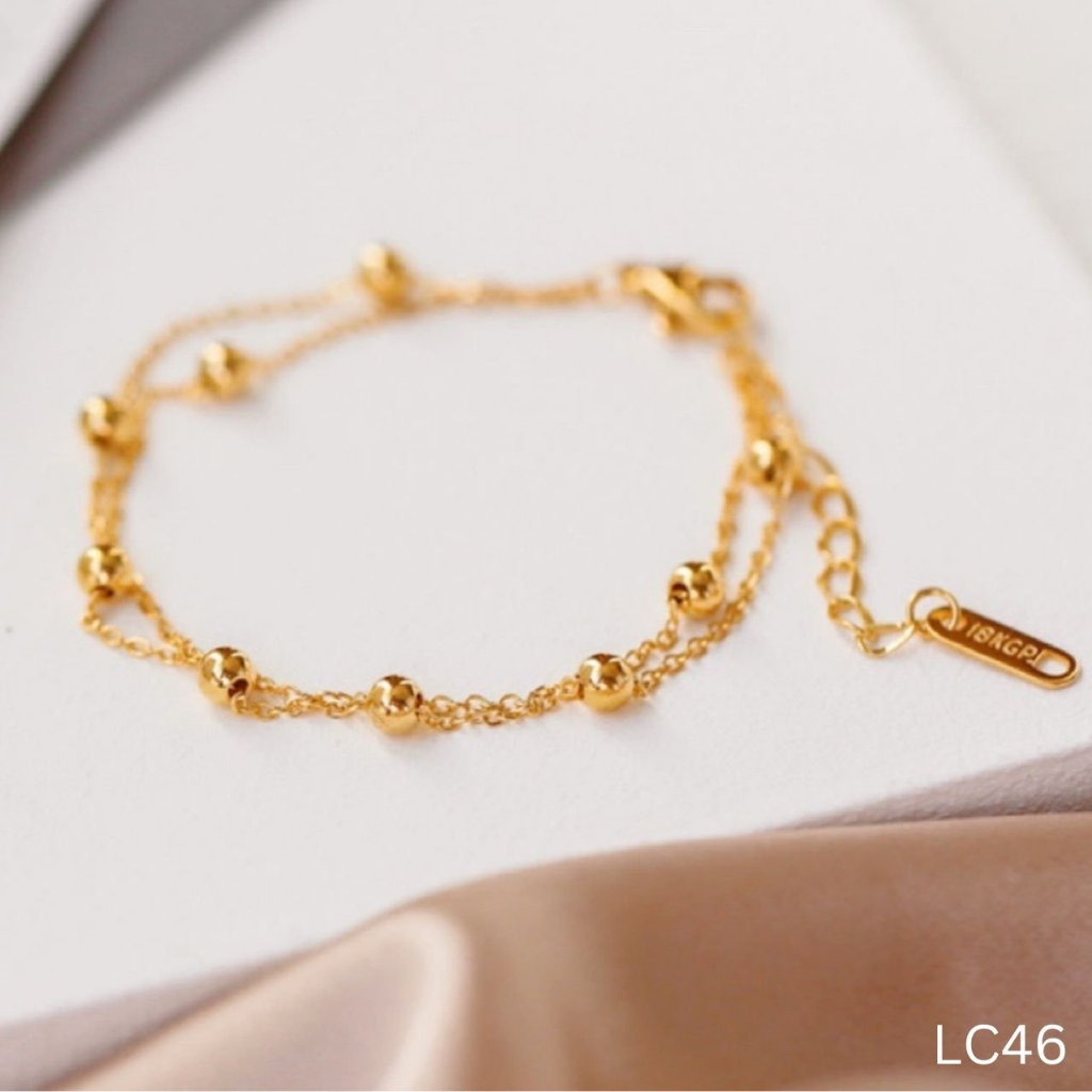 Lắc chân bi 2 dây Titan không đen không gỉ LC46