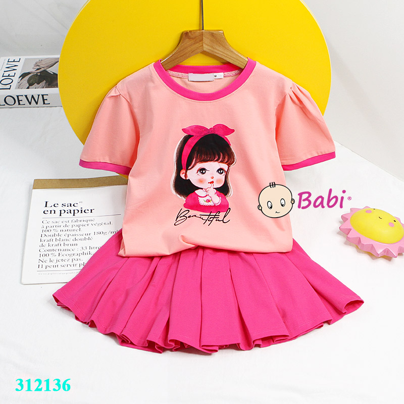 Set Váy Xèo Bé Gái, Set Áo Mix Chân Váy Xòe Liền Quần Thời Trang Hàn Quốc Dành Cho bé Gái