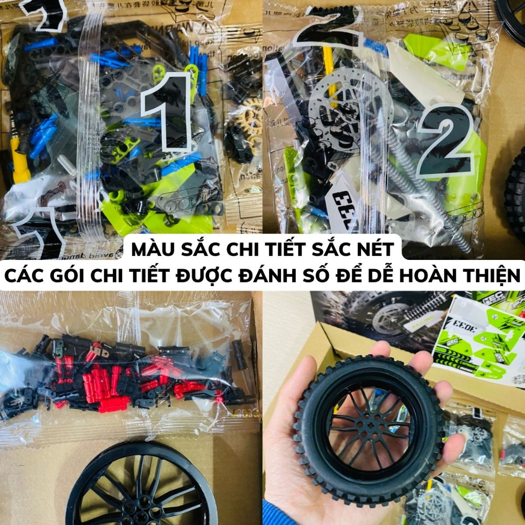 Mô hình lắp ráp xe máy địa hình technic Motorcycle Tycloe tỉ lệ 1:10 SKU T3033 476 PCS