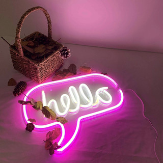 Đèn led neon chữ Hello, 35 x 28 cm, Đèn led neon trang trí, decor phòng ngủ