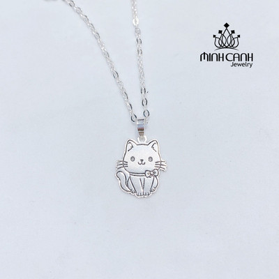 Dây Chuyền Bạc Hình Con Mèo Khắc Tên Cho Bé - Minh Canh Jewelry