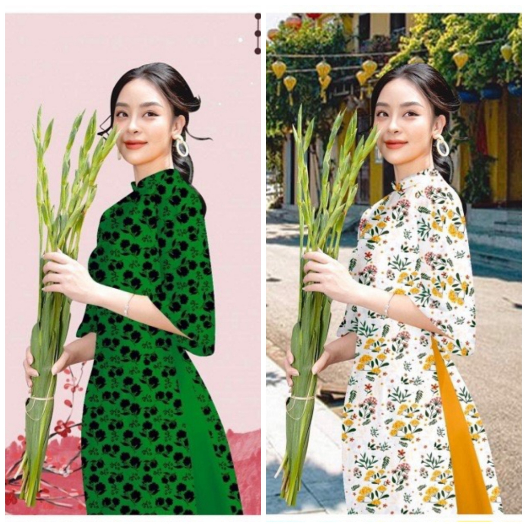 Vải Áo Dài In 3D Hoa Nhí Cao Cấp - Chất Lụa Tuyết Nhật - Có Co Giãn.