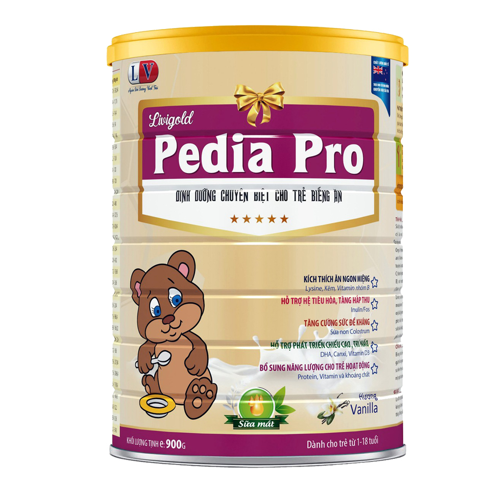 Sữa Dành Cho Trẻ Biếng Ăn, Hỗ Trợ Phát Triển Chiều Cao, Trí Não, Tiêu Hóa Tốt - Livigold Pedia Pro 900g