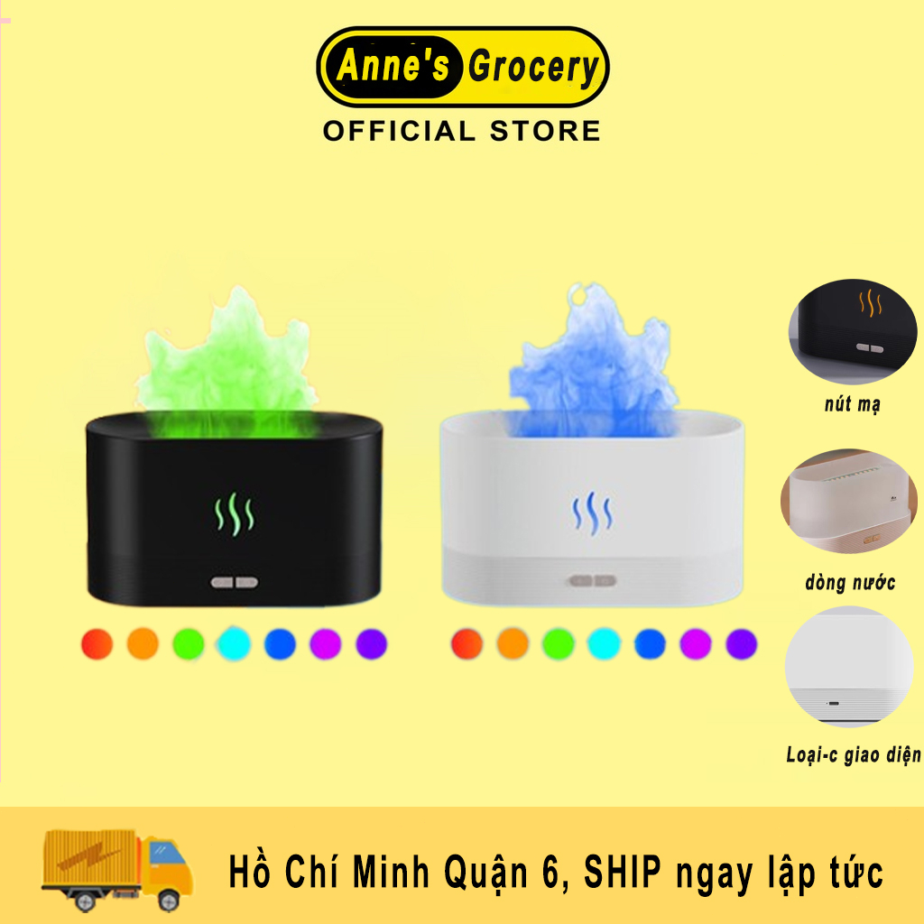 Máy Khuếch Tán Tinh Dầu Ngọn Lửa Đầy Màu Sắc 180Ml Với Bộ Phun Đèn LED - Tự Động Tắt Khi Hết Nước