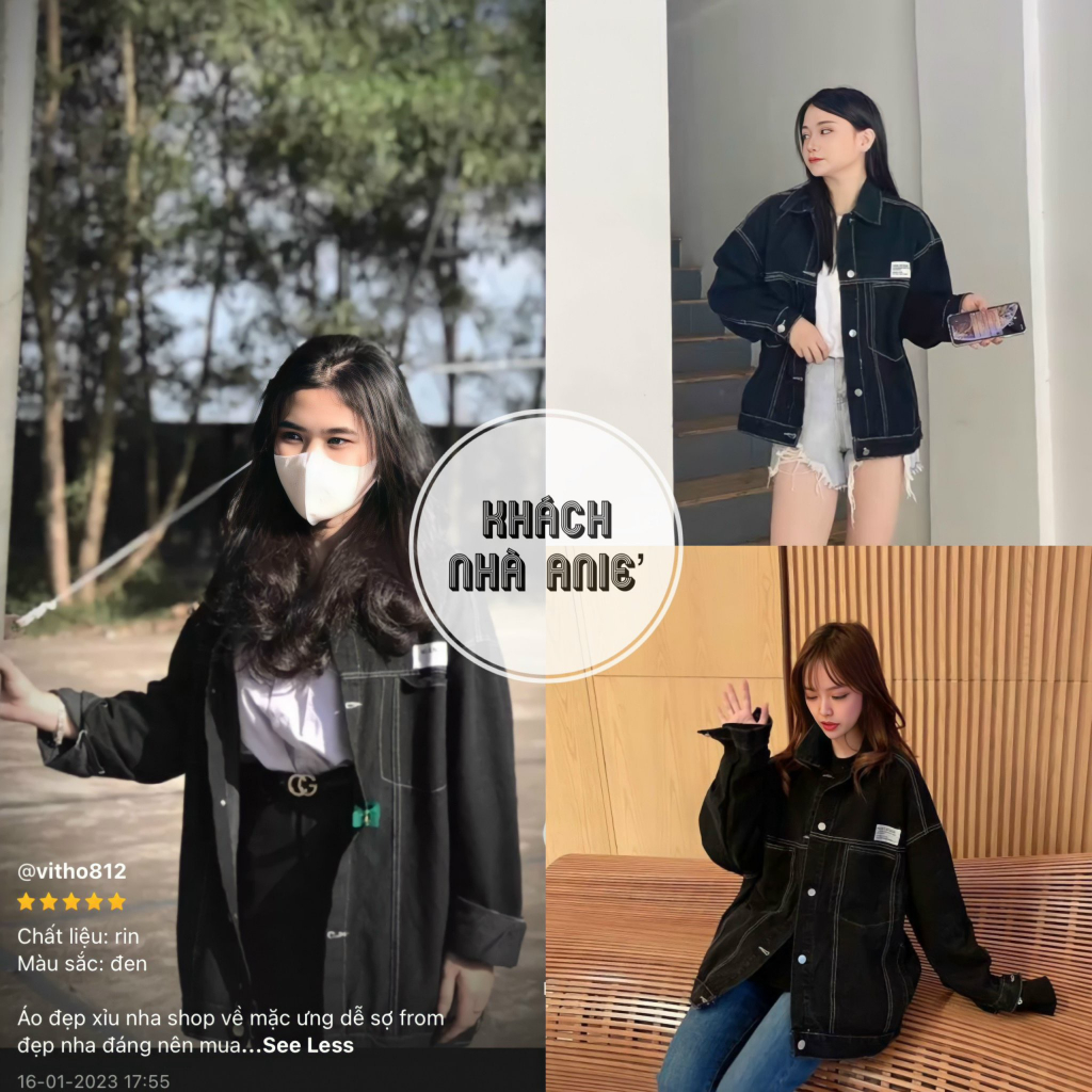 Áo Khoác Jeans Nữ Logo Chỉ Nổi Dài Tay ? Áo Sơ Mi Bò Nữ Dáng Rộng ?