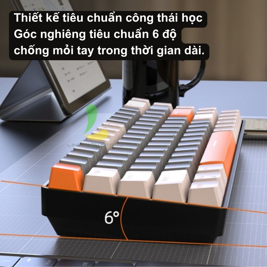 Bàn phím cơ ZIYOULANG K68 cao cấp - Phím cơ gaming 68 phím trục cơ kết nối bluetooth và USB, tuổi thọ 50 triệu lần bấm