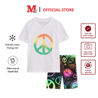 Bộ đồ bé gái áo cộc tay quần legging họa tiết tròn dễ thương Thời trang M2 DFM0346