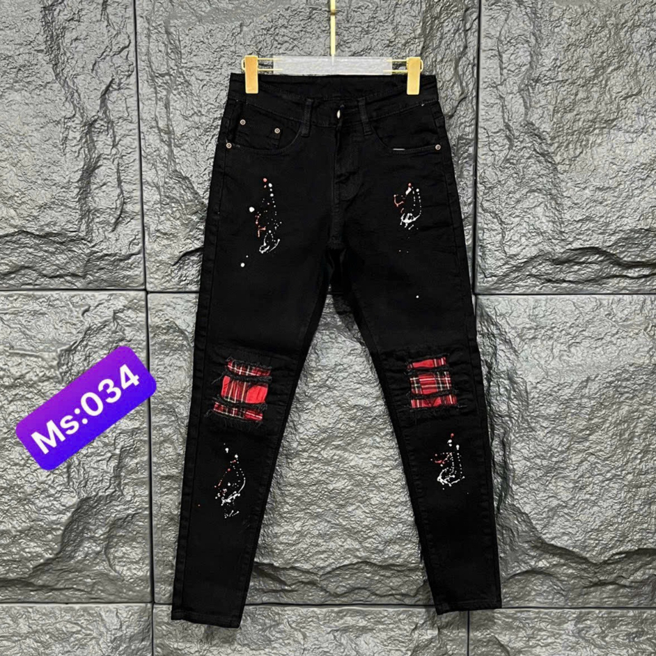 Quần jean nam vá rách gối chất bò vải dày co dãn tốt mẫu mới sang trọng cá tính chuẩn shop giá rẻ