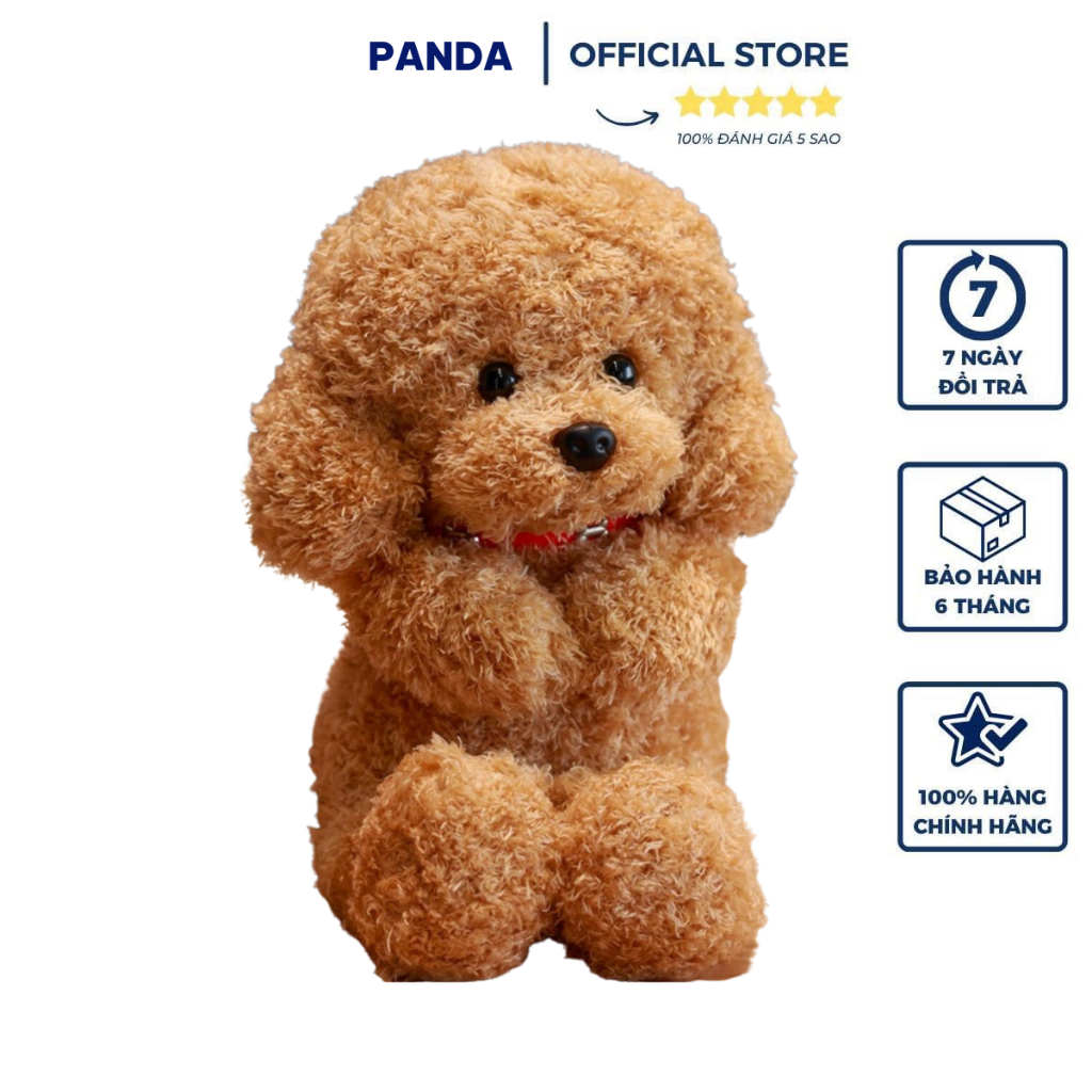 Gấu Bông Chó Poodle Lông Xù Mềm Mịn Có Chuông Đeo Cổ 3 Màu Kích Thước 40cm - Panda Store