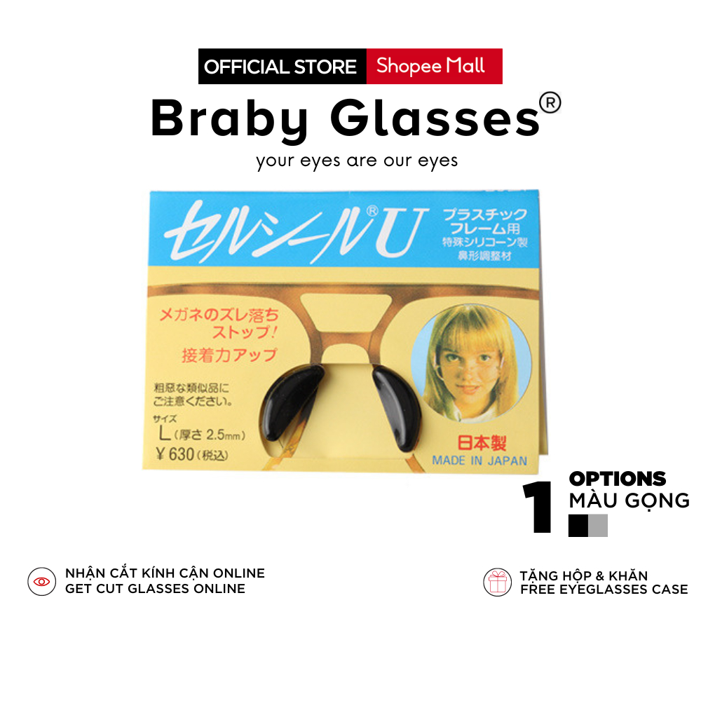 Miếng Dán Đệm Mũi 2 Mặt Silicon Nhật Bản BRABY GLASSES Không In Hằn Lên Sống Mũi, Chống Tuột Kính, Rơi Dày 1.8mm