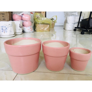 Chậu men sứ Bát Tràng ( mẫu xô 3 size)