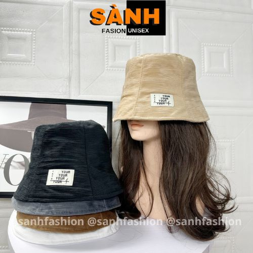 Mũ bucket vành cụp thêu tem YOUR hottrend Mũ tai bèo vải nhún vân sọc cao cấp thời trang form unisex nam nữ_sanhfashion