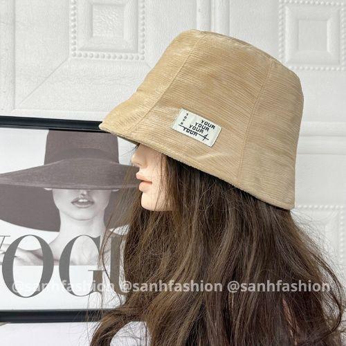 Mũ bucket vành cụp thêu tem YOUR hottrend Mũ tai bèo vải nhún vân sọc cao cấp thời trang form unisex nam nữ_sanhfashion