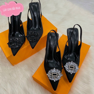   HÀNG QC   Giày sandal cao gót nữ bít mũi nơ xoàn cao từ 5-9 phân chất da lộn mềm đẹp phong cách tiêu thư nữ tính 