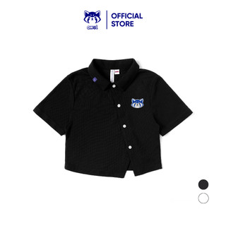 Áo polo croptop awol icon vải tổ ong - màu đen/ trắng