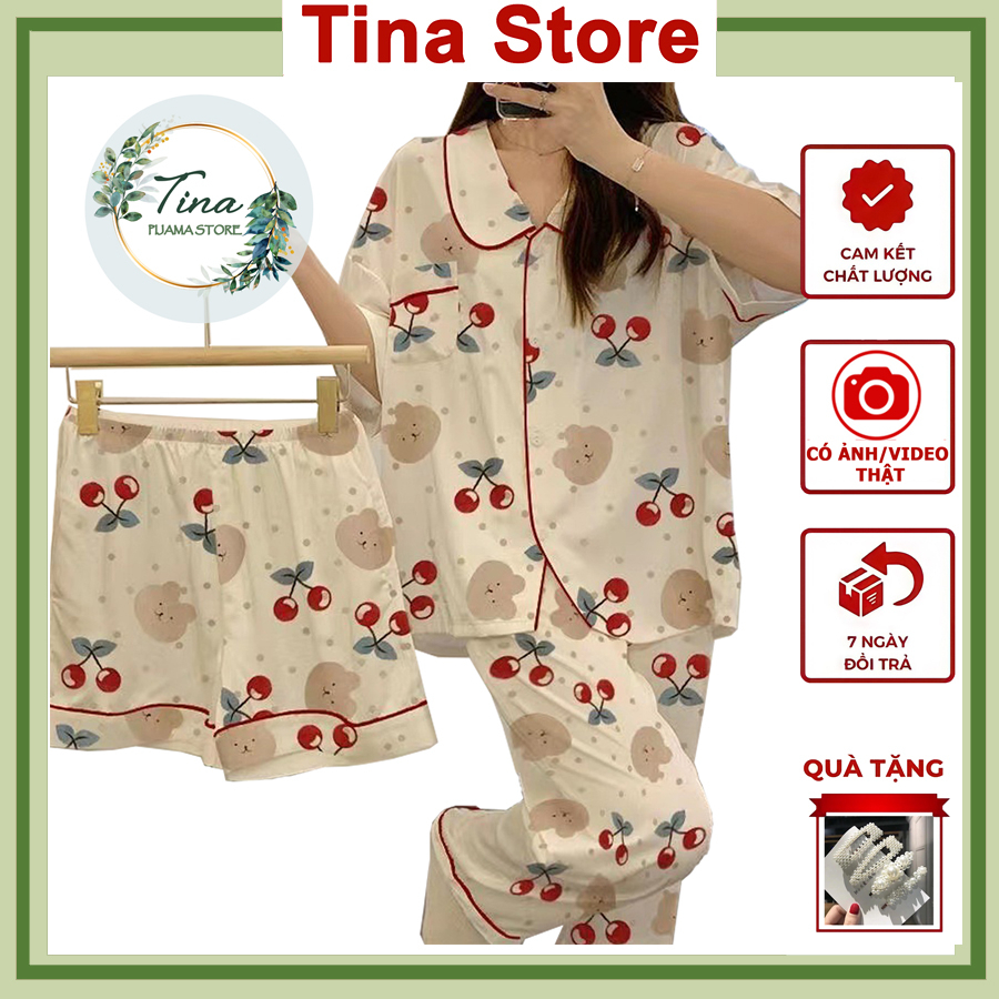 Đồ ngủ cute dễ thương bộ pijama nữ mùa hè Tina set 3 món