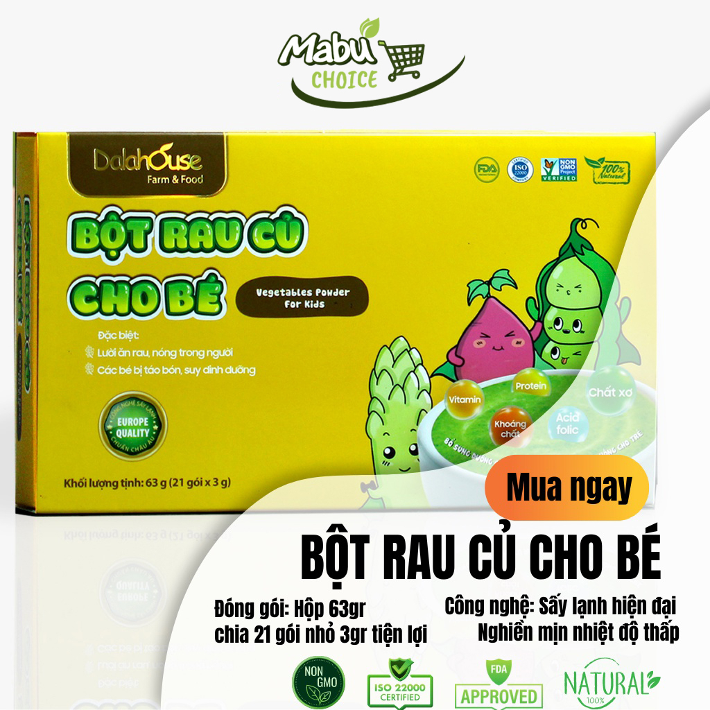 Bột rau củ cho bé ăn dặm Dalahouse 63g, combo 21 gói