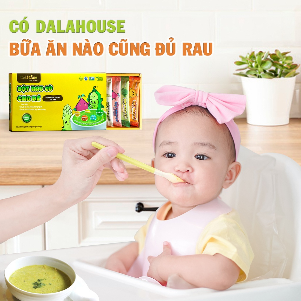 Bột rau củ cho bé ăn dặm Dalahouse 63g, combo 21 gói