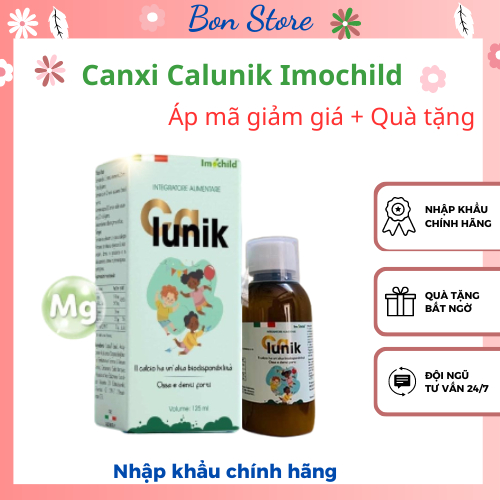 [330K+Tặng quà] Calunik Imochild Bổ sung Vitamin D3 và K2, Canxi và Magie cho trẻ em