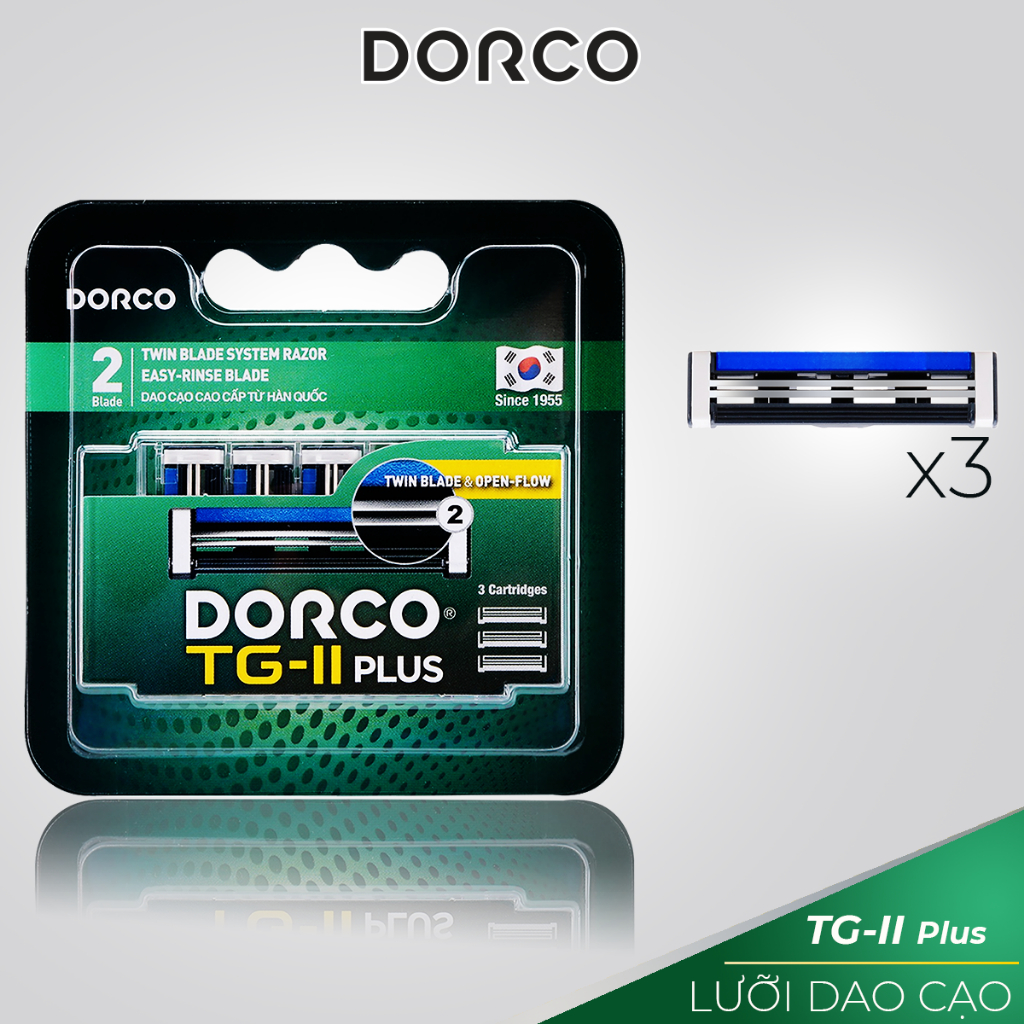 Hộp 3 Đầu Dao Cạo 2 Lưỡi Và Hộp Quà Tặng Cán Dao Cạo Râu 2 Lưỡi Dorco TG-II Plus