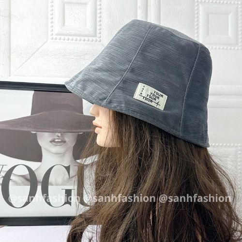 Mũ bucket vành cụp thêu tem YOUR hottrend Mũ tai bèo vải nhún vân sọc cao cấp thời trang form unisex nam nữ_sanhfashion