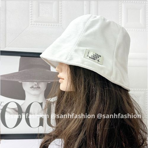 Mũ bucket vành cụp thêu tem YOUR hottrend Mũ tai bèo vải nhún vân sọc cao cấp thời trang form unisex nam nữ_sanhfashion