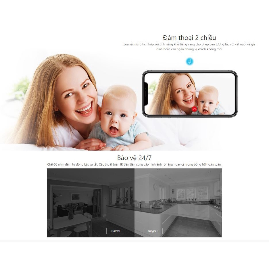 Camera imou Trong Nhà C22EP Ip Wifi Full HD 1080P, Đàm thoại 2 chiều, Còi báo động và Cảnh báo chuyển động - Komex