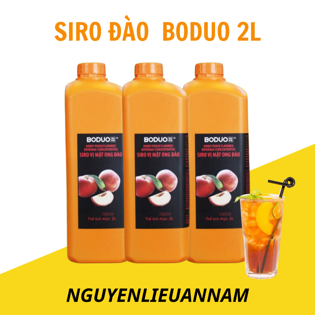 Siro Đào Boduo pha trà sữa-trà hoa quả can 2L hàng chính hãng