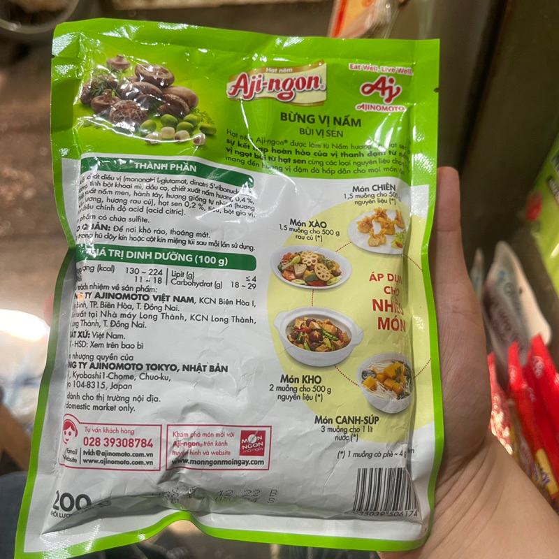 HẠT NÊM CHAY Aji-ngon - Bừng Vị Nấm, Bùi Vị Sen gói 200g