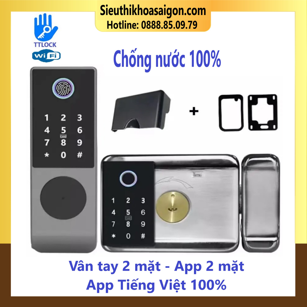 Khóa cổng vân tay 2 mặt, App TTLock, App Tuya, Tiếng Việt