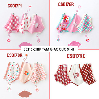 Set 3 quần chip tam giác cao cấp kiểu dáng Hàn Quốc dành cho bé gái 10-35kg CS017