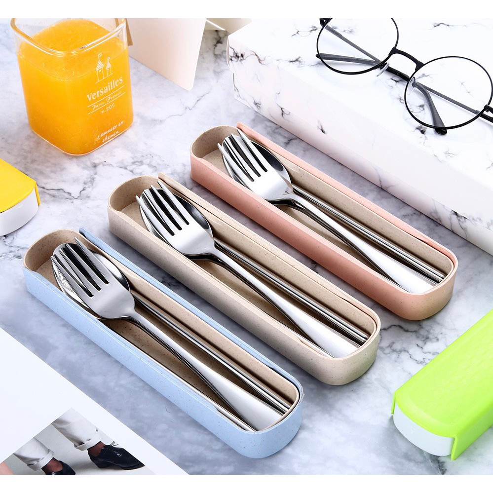 Bộ Muỗng Đũa Dĩa Thìa Inox 304 Cho Dân Văn Phòng, Sinh Viên, Đi Picnic Dã Ngoại