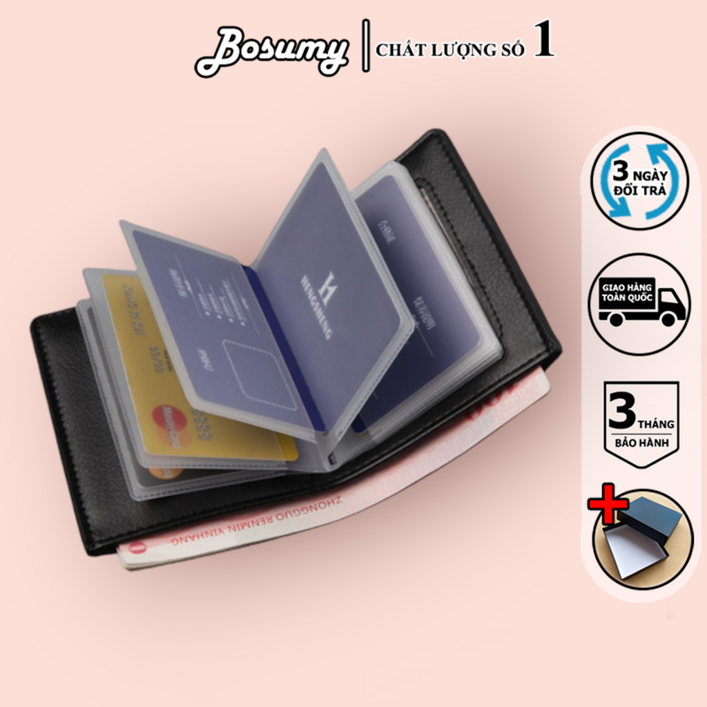 Ví da nam mini Bosumy D1008 nhỏ gọn nhiều ngăn kiểu đứng trẻ trung