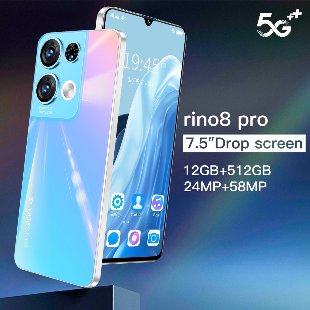 Điện thoại Rino8 Pro 16+512GB mới nguyên bản bán chơi game 5G Android thẻ kép điện thoại COD
