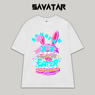 Áo thun cotton trơn cổ tròn unisex tay lỡ nam nữ oversize Savatar Eater