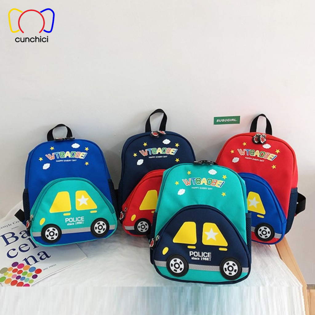 Ba Lô Cho Bé Mẫu Giáo & Mầm Non Đi Học 2-5 Tuổi Ô Tô Cảnh Sát CUNCHICI BLV02