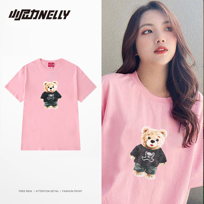 Áo thun tay lỡ NELLY cotton 100% dáng unisex form rộng in hình yehhh bear