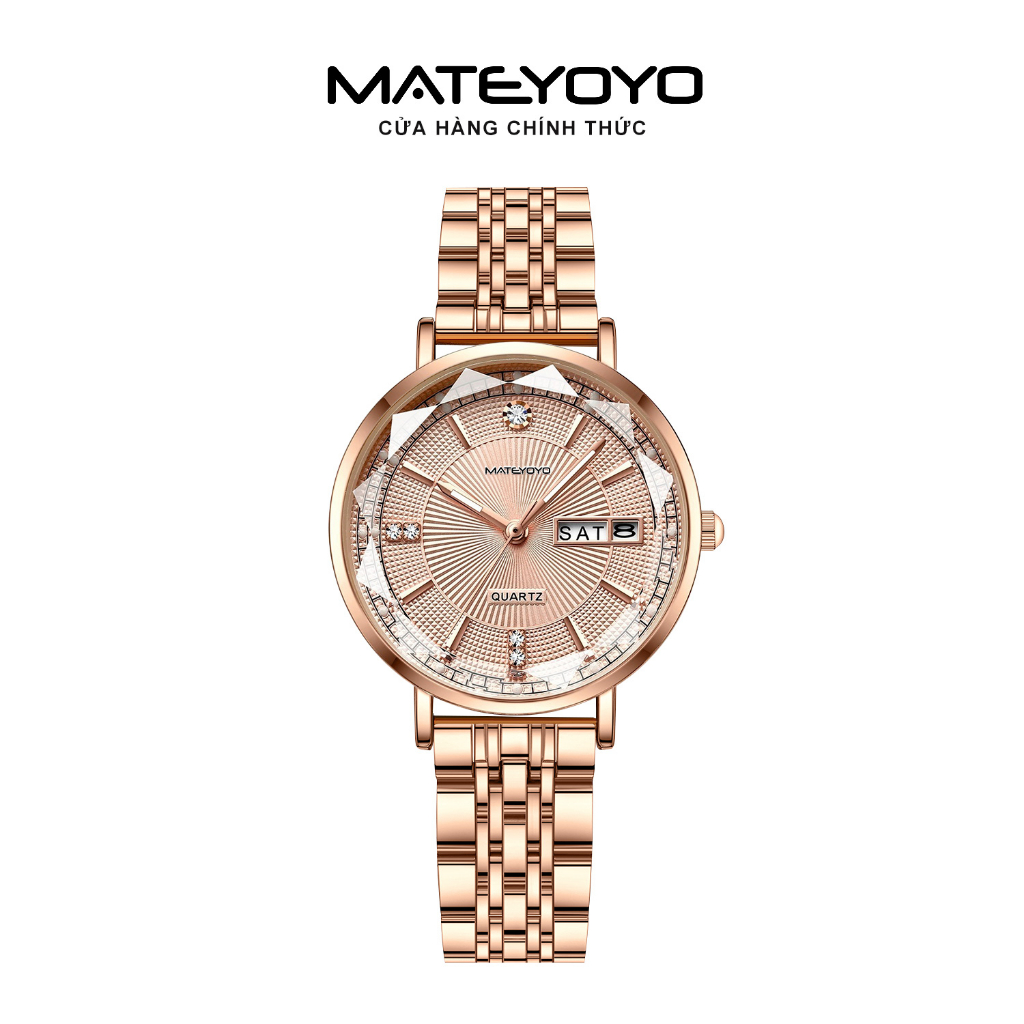 MATEYOYO Đồng Hồ Thép Không Gỉ Chống Nước Thời Trang Cho Nữ Lịch Đôi Chống Thấm Nước Phát Sáng Đồng Hồ Kinh Doanh