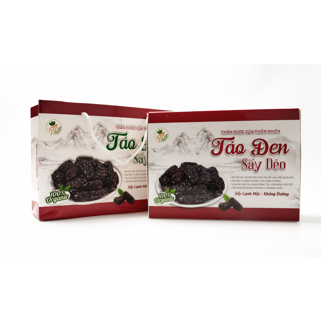 Táo đen ăn vặt TPFOODS mứt táo sấy dẻo , nhà làm sản phẩm an toàn đầy đủ giấy tờ cấp phép dùng cho gia đình.
