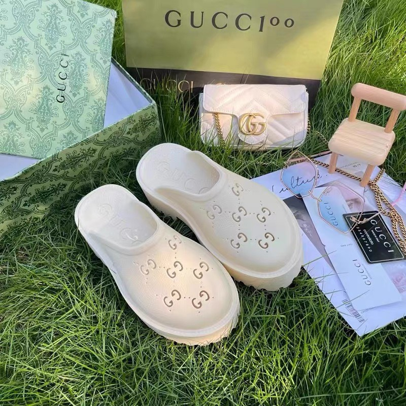 Dép Gucci sục nhựa nữ - đế xuồng cao 6cm